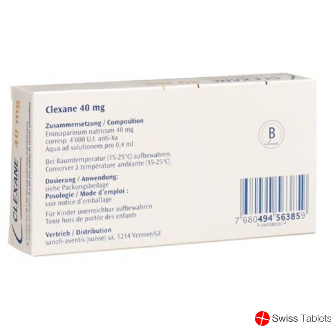 Clexane Inj Lös 40 mg / 0.4ml 50 Fertspr 0.4 ml