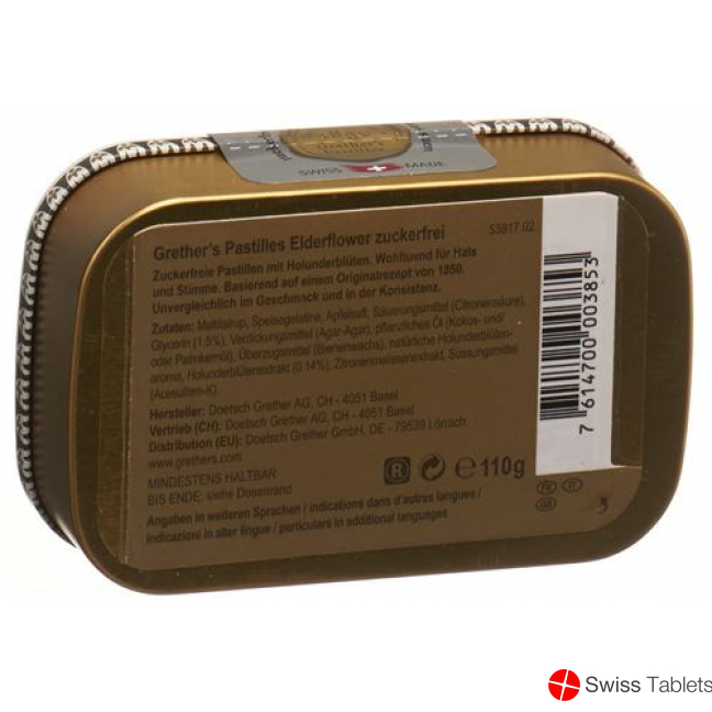 Grether’s Pastilles Elderflower Zuckerfrei Dose 110g buy online