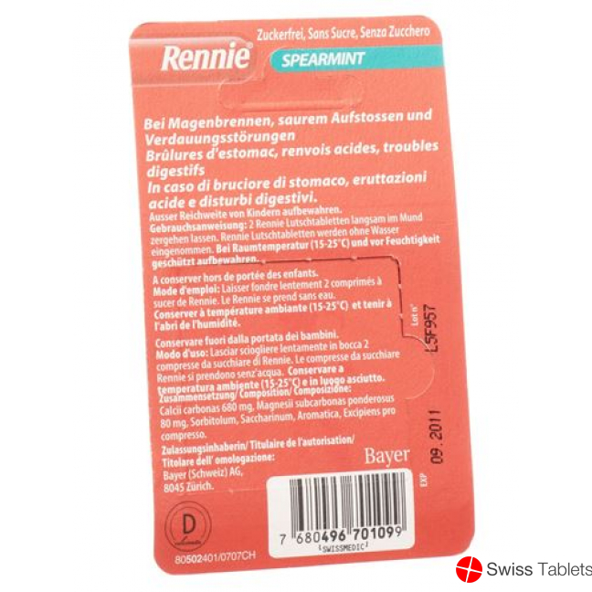 Rennie Spearmint 120 Lutschtabletten buy online