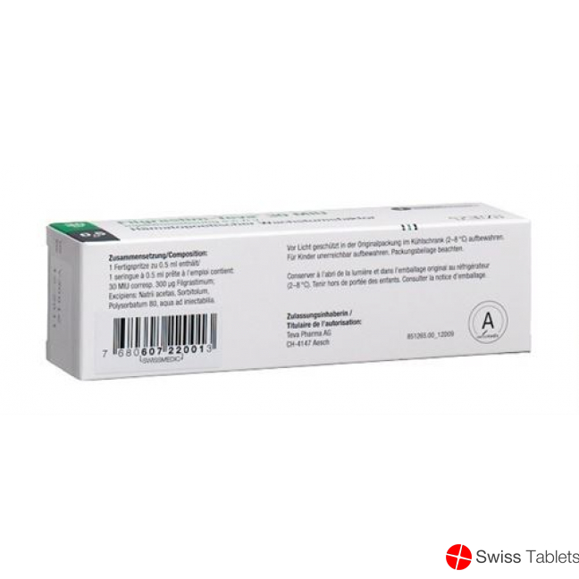 Filgrastim Teva 30 Mio E/0.5ml 5 Fertigspritzen 0.5ml buy online Filgrastim Teva 30 Mio E/0.5ml 5 Fertigspritzen 0.5ml buy online