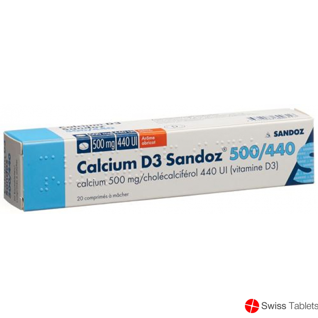 Calcium D3 Sandoz Kautabletten 500/440 Aprikose 20 Stück buy online