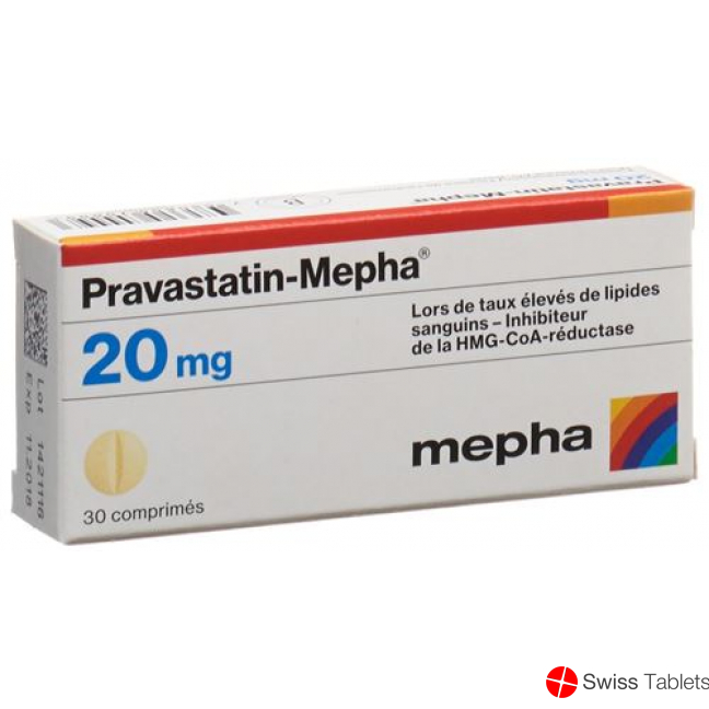 Pravastatin 20 mg tablets Mepha 100 pcs