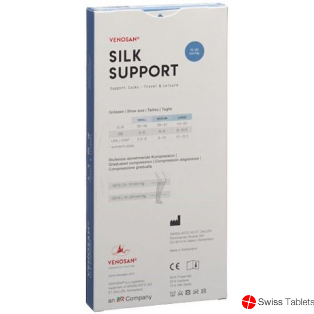 Venosan Silk A-d Support Socks M Black 1 pair buy online