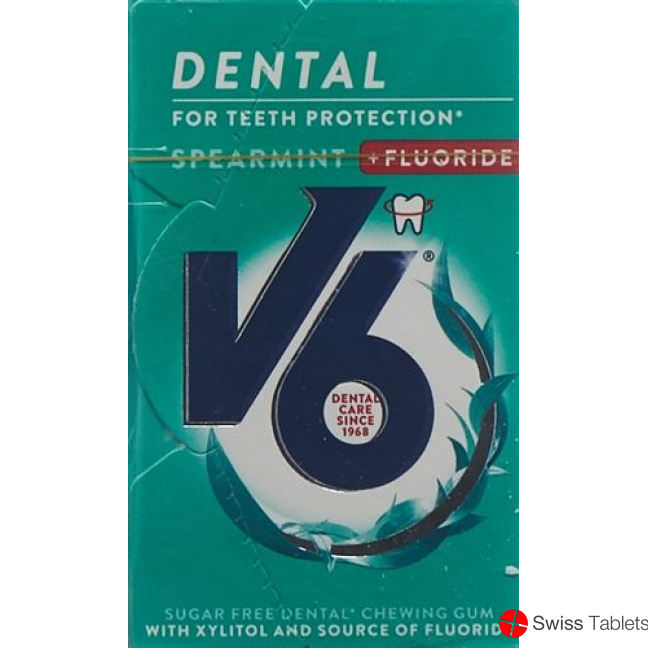V6 Dental Care Gum Spearmint + fluorides Box
