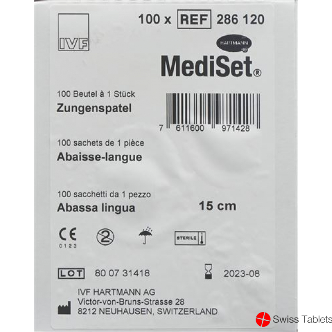 Mediset IVF Zungenspatel Holz 15cmx18mm 100 Beutel buy online