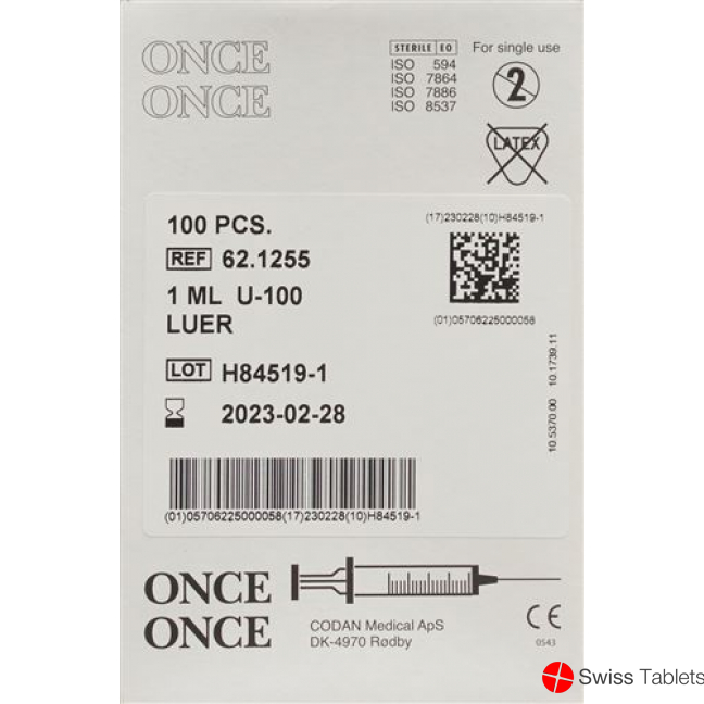 Once Einmalspritze Insulin 1ml 100 Stück buy online