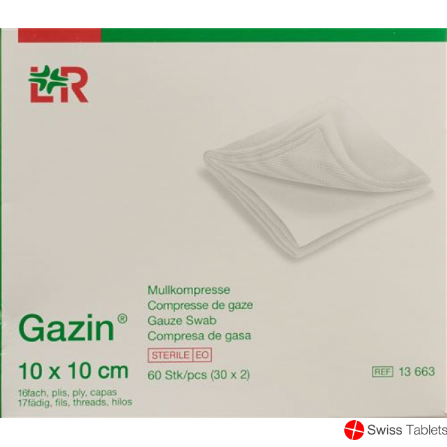 Gazin Faltkompressen 10x10cm 16-fach Steril 10x 10 Stück buy online