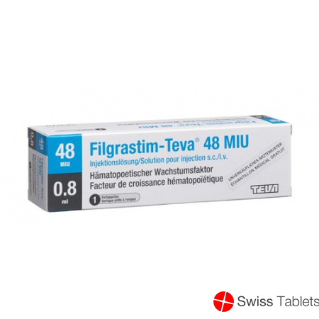Filgrastim Teva 48 Mio E/0.8ml 5 Fertigspritzen 0.8ml buy online Filgrastim Teva 48 Mio E/0.8ml 5 Fertigspritzen 0.8ml buy online