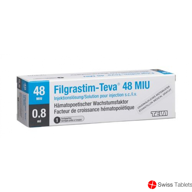 Filgrastim Teva 48 Mio E/0.8ml 5 Fertigspritzen 0.8ml buy online Filgrastim Teva 48 Mio E/0.8ml 5 Fertigspritzen 0.8ml buy online