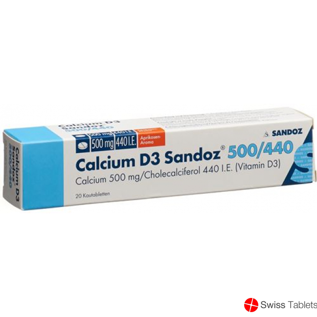 Calcium D3 Sandoz Kautabletten 500/440 Aprikose 20 Stück buy online