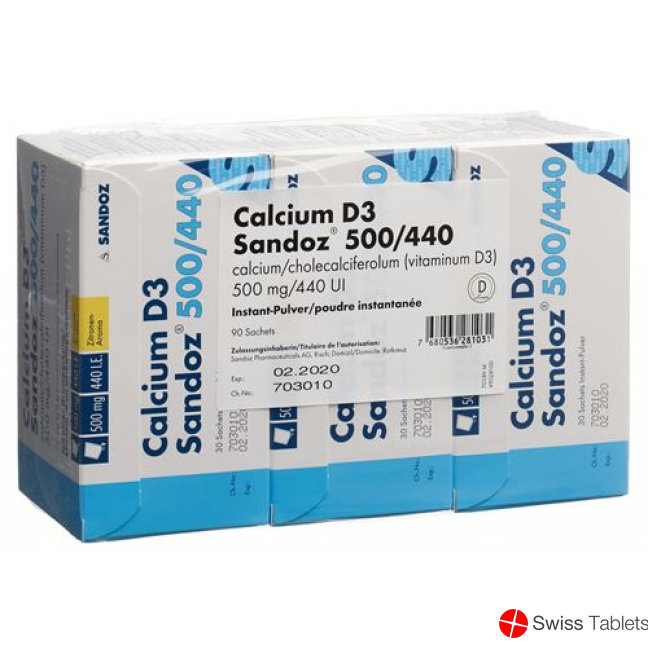 Calcium D3 Sandoz Pulver 500/440 90 Stück buy online