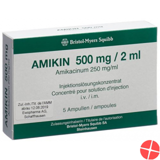 Amikin Infusionskonzentrat 500mg/2ml 5 Durchstechflaschen 2ml