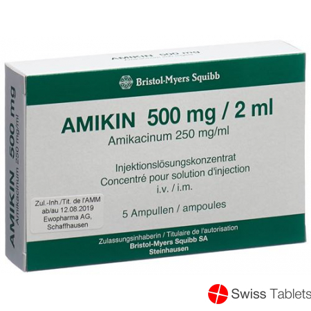 Amikin Infusionskonzentrat 500mg/2ml 5 Durchstechflaschen 2ml buy online
