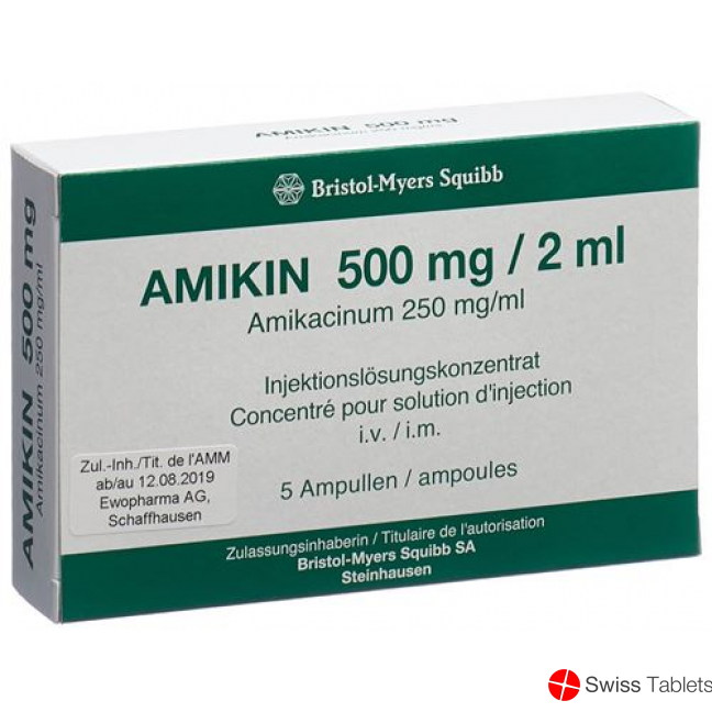Amikin Infusionskonzentrat 500mg/2ml 5 Durchstechflaschen 2ml buy online