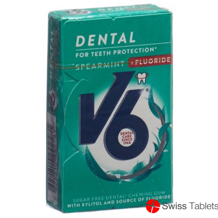V6 Dental Care Gum Spearmint + fluorides Box