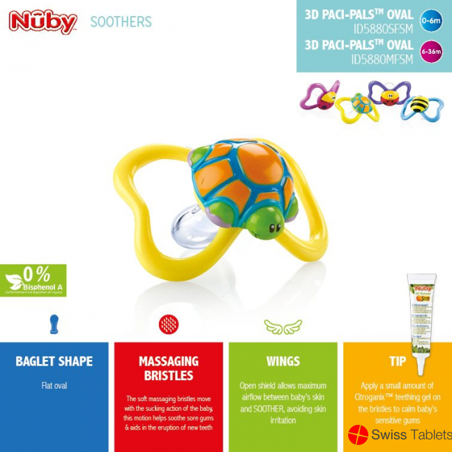 Nuby Nuggi Paci-Pals Oval Silikon Noppen 6-36 buy online