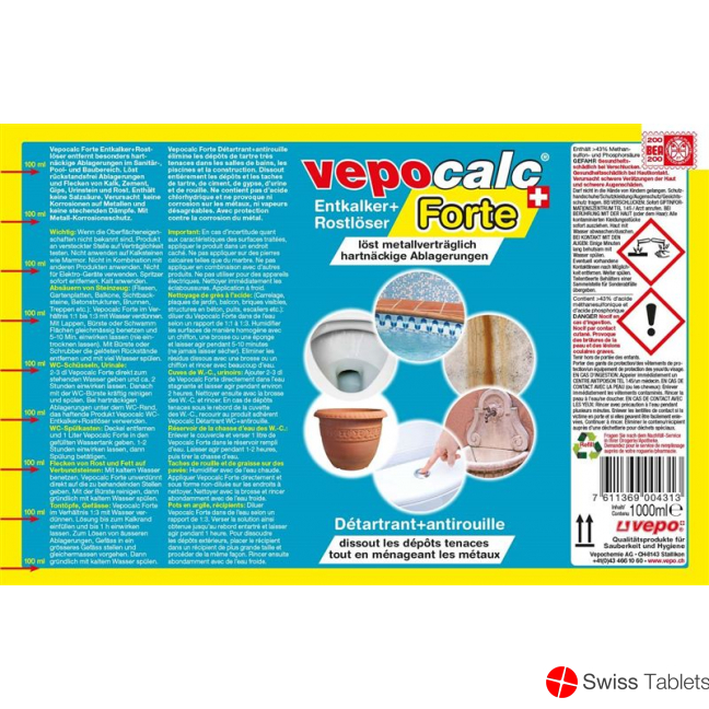 Vepocalc Forte Entkalker+rostloeser Flasche 1000ml buy online