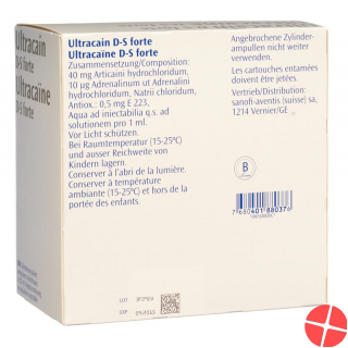 Ultracain Forte D S Injektionslösung 100 Ampullen 1.7ml