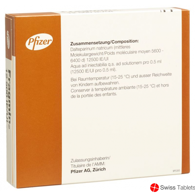 Fragmin Injektionslösung 12500 E/0.5ml 5 Fertigspritzen 0.5ml buy online