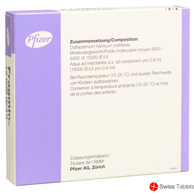 Fragmin Injektionslösung 15000 E/0.6ml 5 Fertigspritzen 0.6ml buy online