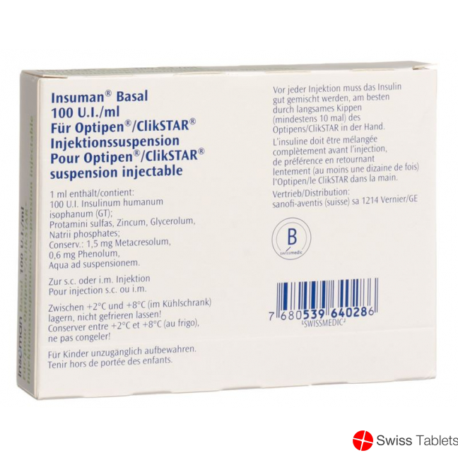 Insulin Insuman Basal Injektionssuspension Optipen 5x 3ml buy online