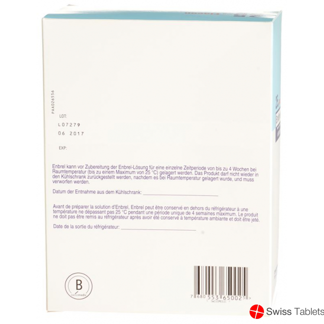 Enbrel Trockensubstanz 25mg C Solv Durchstechflasche 4 Stück buy online