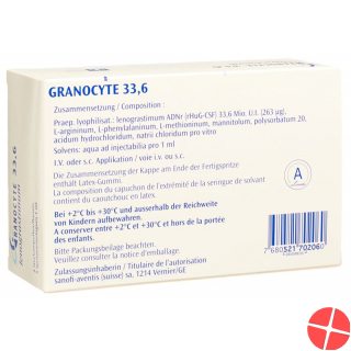 Granocyte Trockensubstanz 33.6 Mio E C Solv 5 Stück