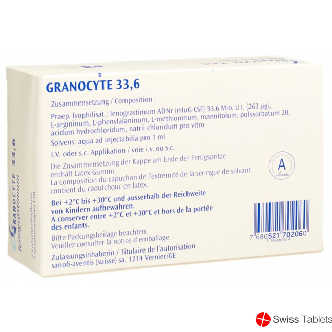 Granocyte Trockensubstanz 33.6 Mio E C Solv 5 Stück buy online