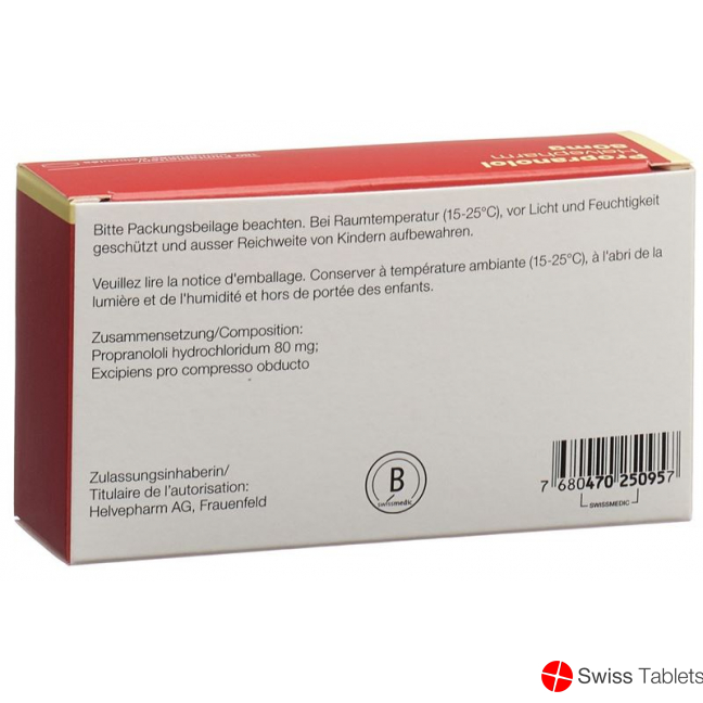 Propranolol Zentiva Filmtabletten 80mg Dose 180 Stück buy online