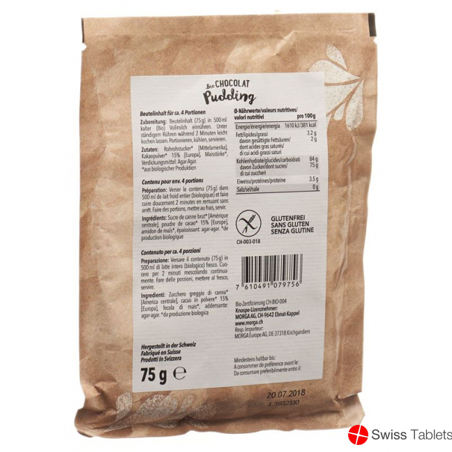Morga Bio Pudding Chocolat Beutel 75g buy online