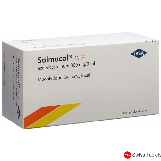 Solmucol 10% Injektionslösung 300mg/3ml 50 Ampullen 3ml buy online