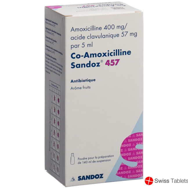 Co Amoxicillin Sandoz Pulver 457mg Suspension 140ml buy online