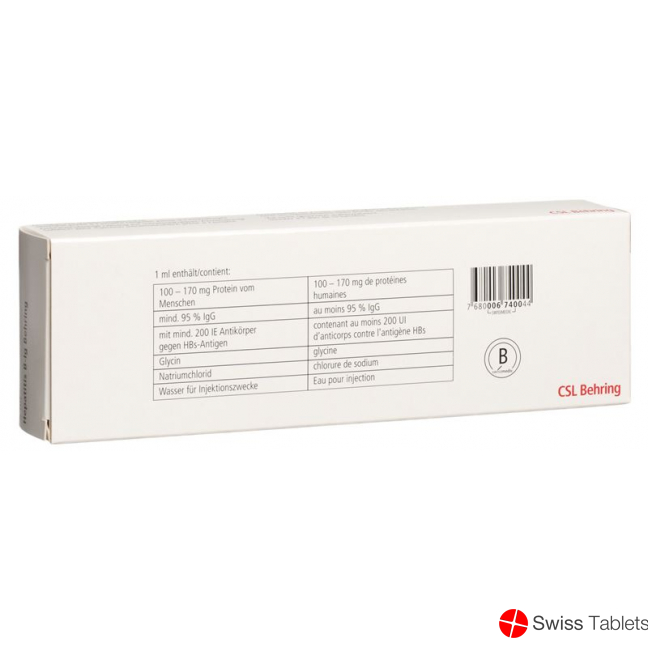 Hepatitis B Immungl Behring 1000 Ie Fertigspritze 5ml buy online