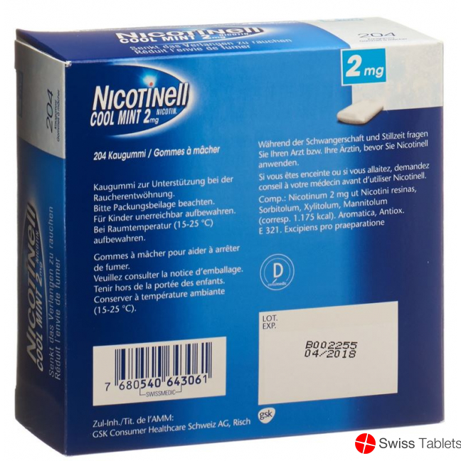 Nicotinell Cool Mint 2mg 204 Kaugummi buy online