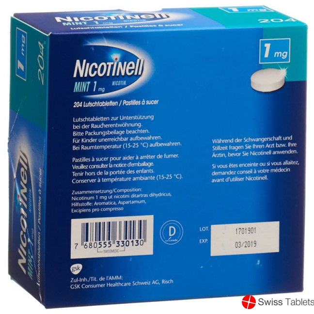 Nicotinell Lutschtabletten 1mg Mint 204 Stück buy online