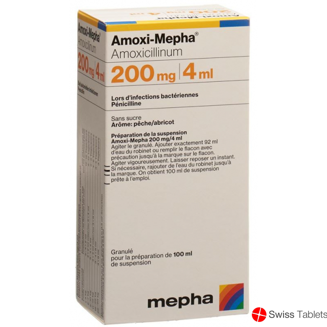 Amoxi Mepha Granulat 200mg/4ml Pulver Suspension Zuckerfrei 100ml buy online