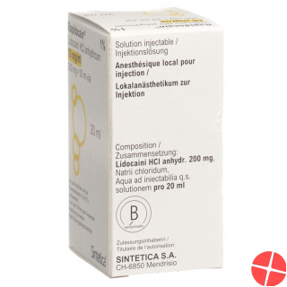 Rapidocain 1% 200 mg 20 ml solution vial