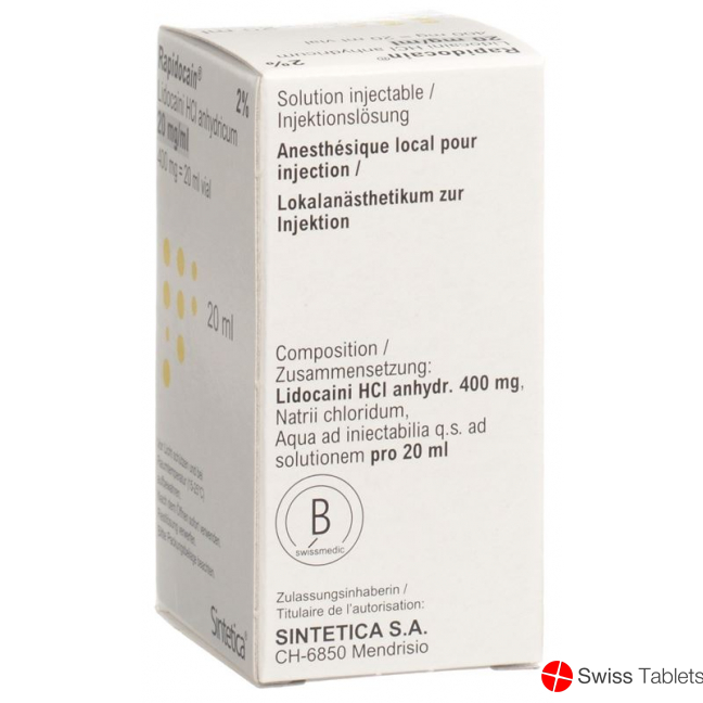 Rapidocain 2% 400mg/20ml O Kons Vial 20ml buy online