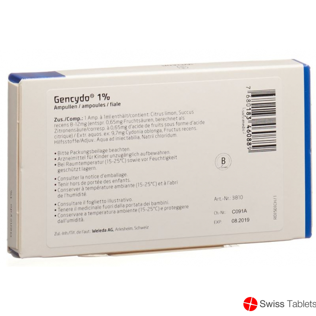 Gencydo Injektionslösung 1% 8 Ampullen 1ml buy online