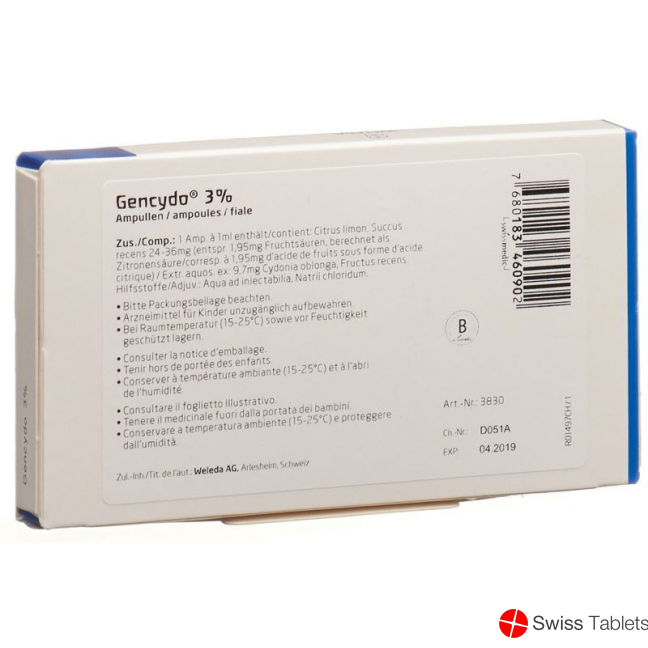 Gencydo Injektionslösung 3% 8 Ampullen 1ml buy online