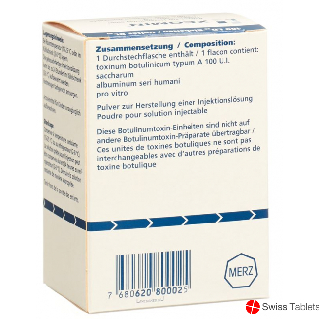 Xeomin Trockensub 100 E powder for solution for injection Durchstf