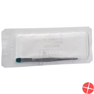 Promedical metal tweezers 14cm anatomically sterile green marker