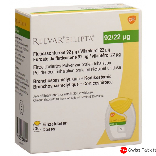 Relvar Ellipta Inh PLV 92mcg / 22mcg 30 Dos