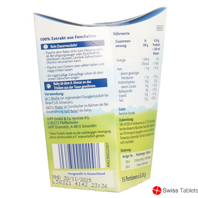 Hipp Baby Fenchel Tee 15 Stick 0.36g buy online