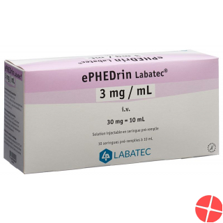 Ephedrine Labatec Inj Lös 30 mg / 10 ml 10 ml 10 Fertspr