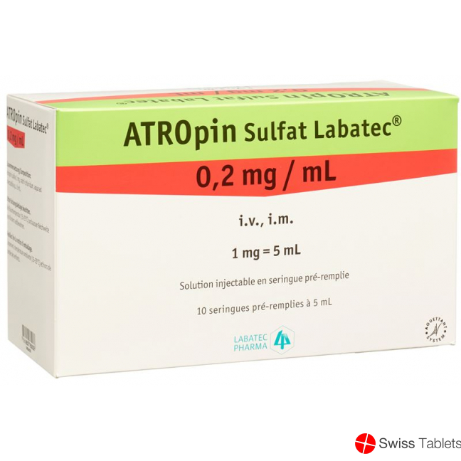 Atropine sulfate Labatec Inj Lös 1 mg / 5 ml 10 ml 5 Fertspr