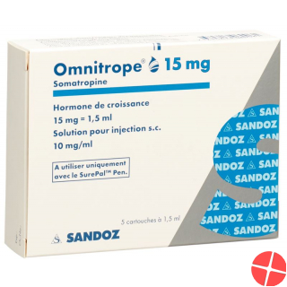 Omnitrope cartridge for SurePal Inj Lös 15 mg / 1.5ml 5 pcs