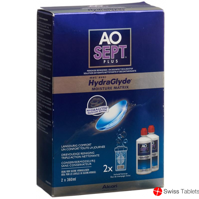 Aosept Plus HydraGlyde with 2 x 360 ml