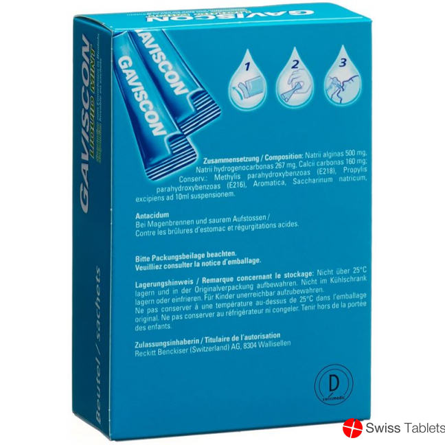 Gaviscon Liquid mint Susp in bags 24 Btl 10 ml