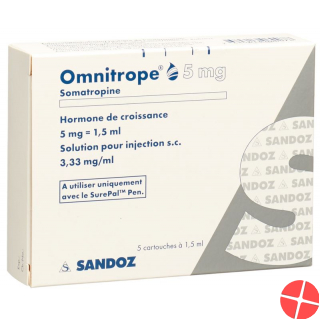 Omnitrope cartridge for SurePal Inj Lös 5 mg / 1.5ml 5 pcs
